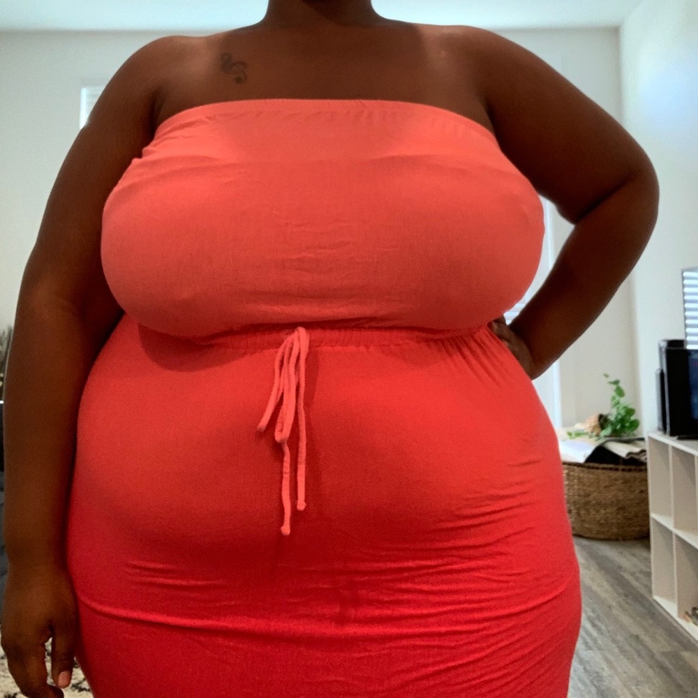 Pink Ombré Tube-Top Maxi Dress